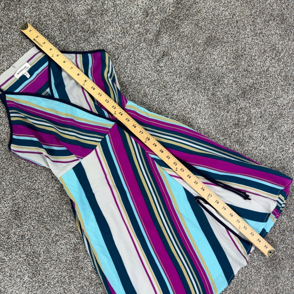 Monteau Los Angeles Striped Sleeveless Wrap Dress Multi Colored Womens Small‎ - Picture 9 of 11
